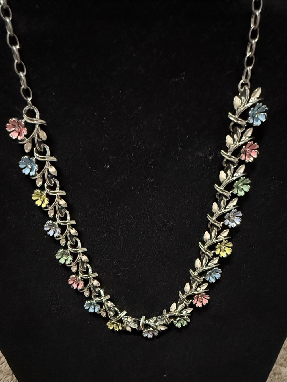 Delicate Multicolor Floral Vine Necklace - Women Jewelry 16 inches